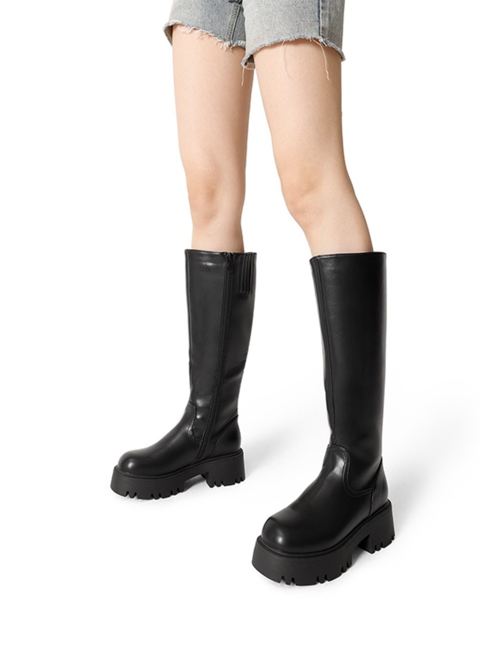 New DreamPairs Black Platform Knee-High Women’s Boots grunge bikercore goth sz 8 - Picture 2 of 10